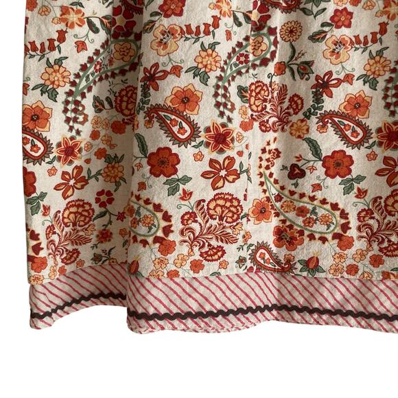 Christopher & Banks White Red Floral Beaded Linen Cotton Beaded Skirt Size 16 - Picture 13 of 16